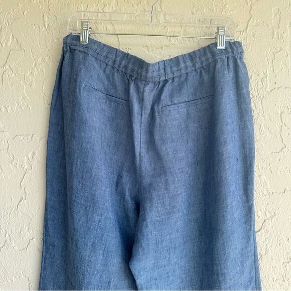 CHARTER CLUB Linen Pants Women 12 Pull On Wide Leg Stretch Waist Resort Beach - Picture 6 of 8